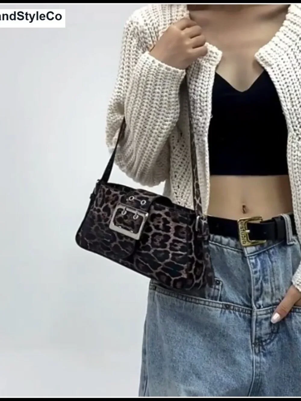 Leopard Print PU Leather Hobo Shoulder Bag Cheetah Vintage Clutch Purse
